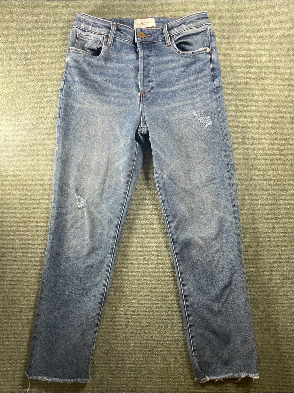Evereve Light Blue High-Rise Straight Jeans